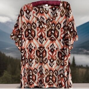 JM Collection Top 3X Artsy Boho Stretch Knit Popover Shirt Blouse Plus Size 3XL